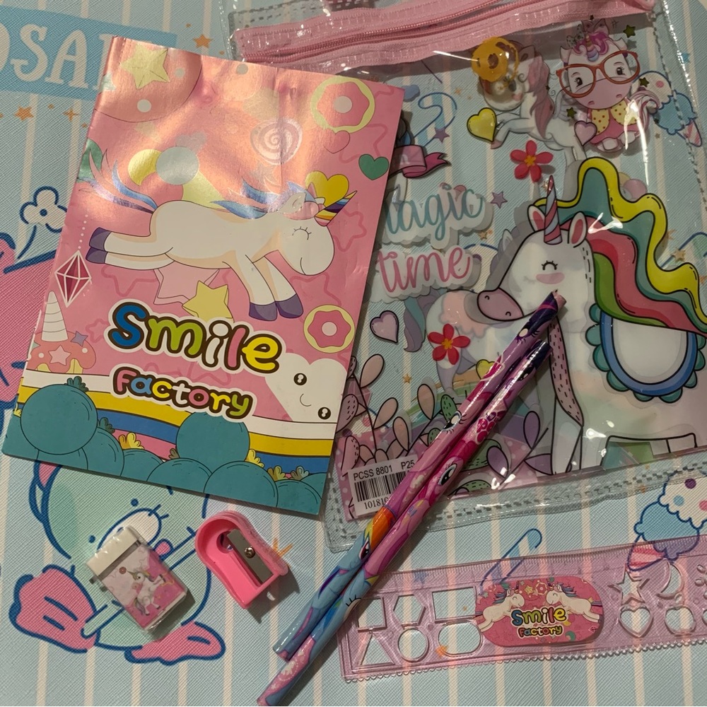 Pink Unicorn Themed Stationery Set